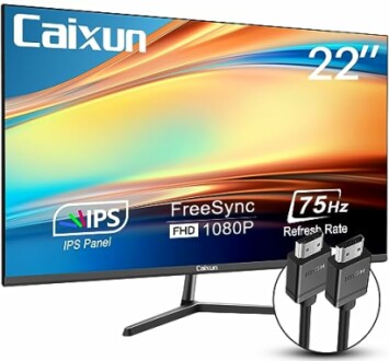 Revues du Moniteur Caixun Écran PC 22 Pouces IPS FHD 1080P avec HDMI VGA Ports